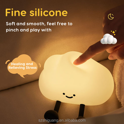 Cute Cloud Shape Led Night Light Soft Silicone Bedside Lamp Touch Table Light Desk Night Lamp for Kids Baby Girls Bedroom
