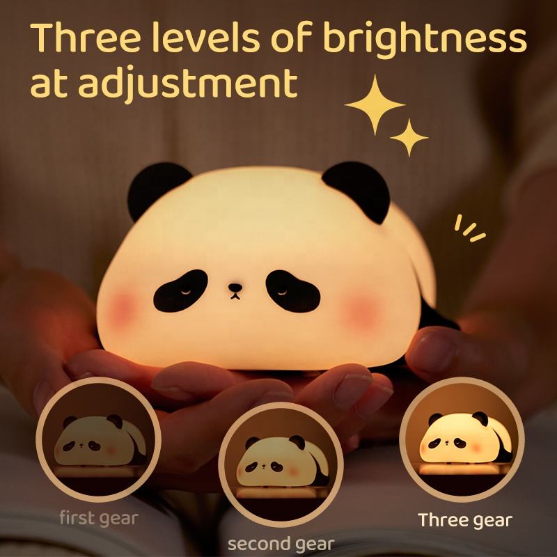 Silicone Panda Lamp 1200mah Sensitive Tap Control Warm White Breathing Light Portable LED USB Rechargeable Night Light