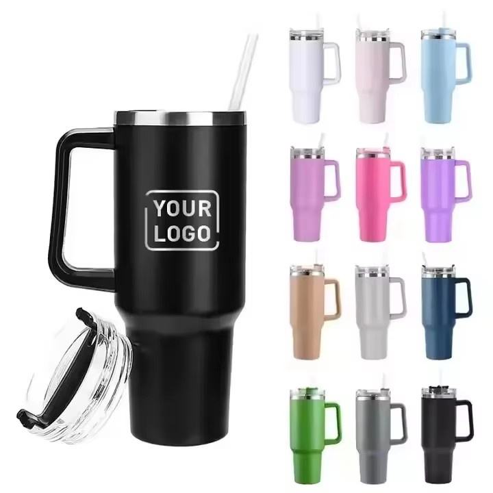 Stainless Steel Double Wall Vacuum Standard Metal Cup Travel Coffee Mug 40oz Tumbler With Handle
