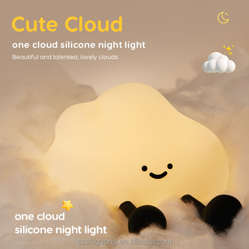 Cute Cloud Shape Led Night Light Soft Silicone Bedside Lamp Touch Table Light Desk Night Lamp for Kids Baby Girls Bedroom