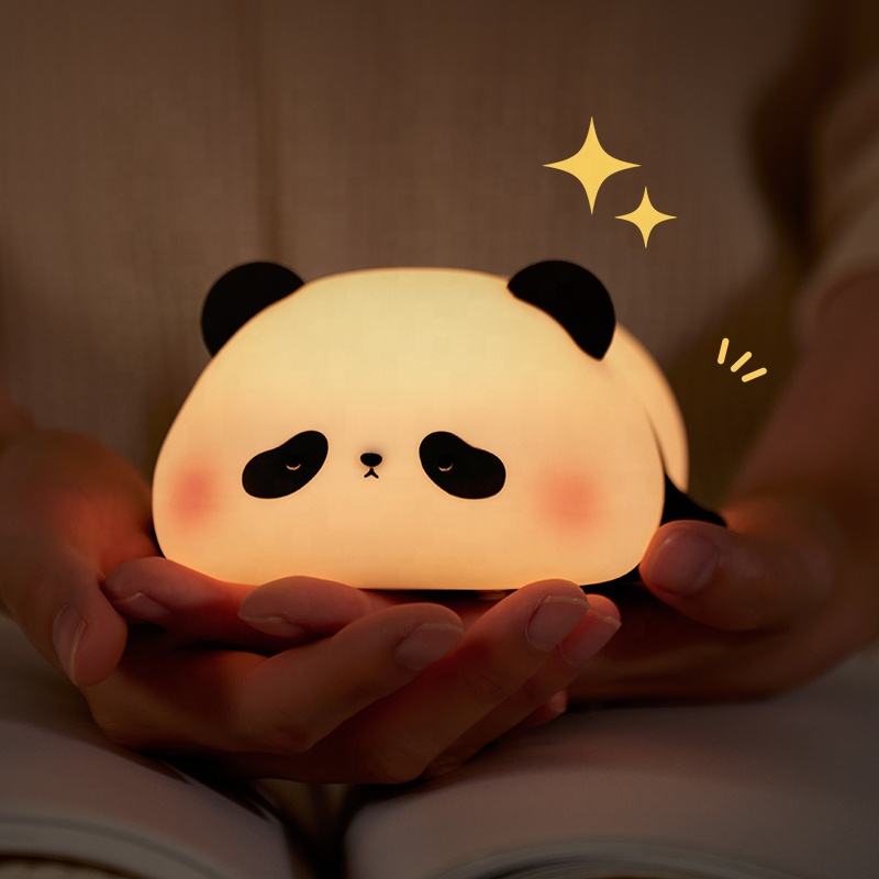 Silicone Panda Lamp 1200mah Sensitive Tap Control Warm White Breathing Light Portable LED USB Rechargeable Night Light