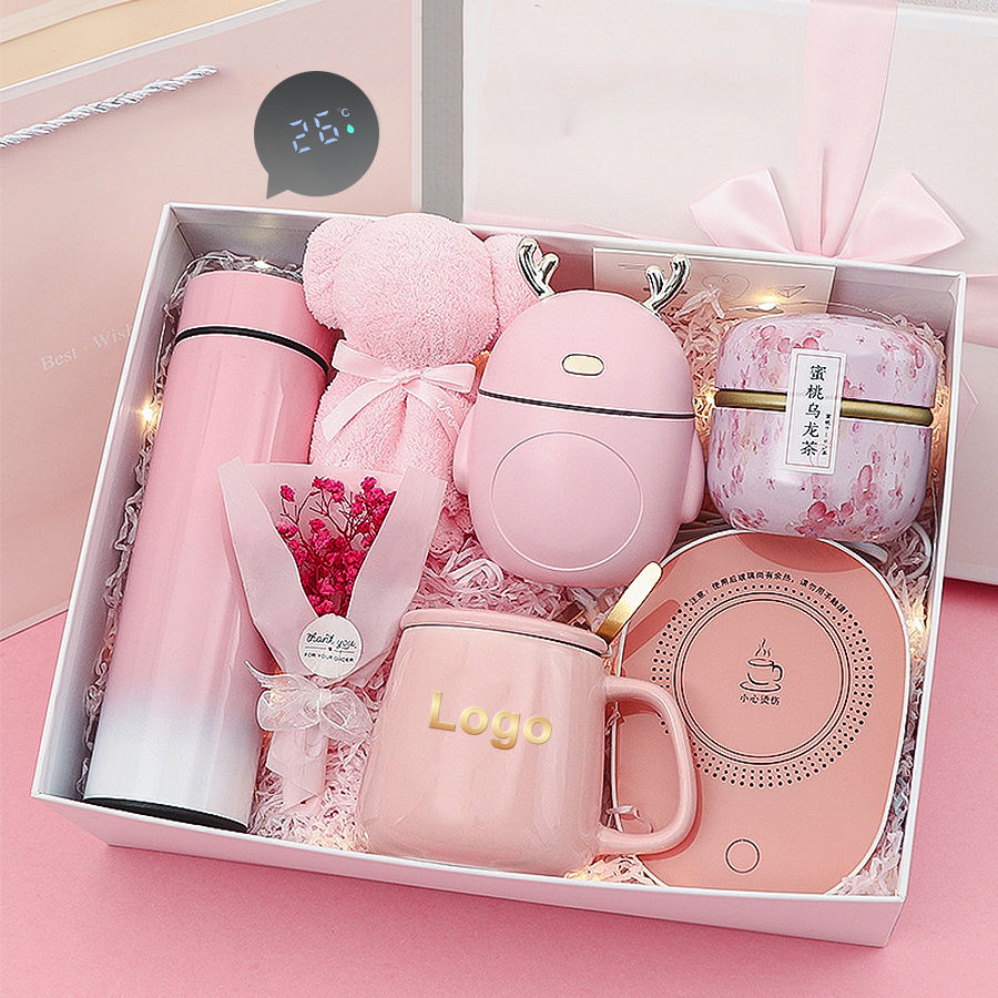 Hot Selling Custom Logo Gift Box Set Thermostatic Cup Vacuum Flask Ceramic Tea Coffee Mug for Mothers Day Valentine Wedding