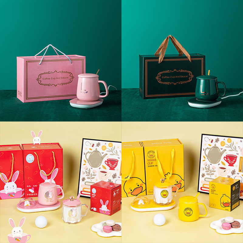 Hot Selling Custom Logo Gift Box Set Thermostatic Cup Vacuum Flask Ceramic Tea Coffee Mug for Mothers Day Valentine Wedding