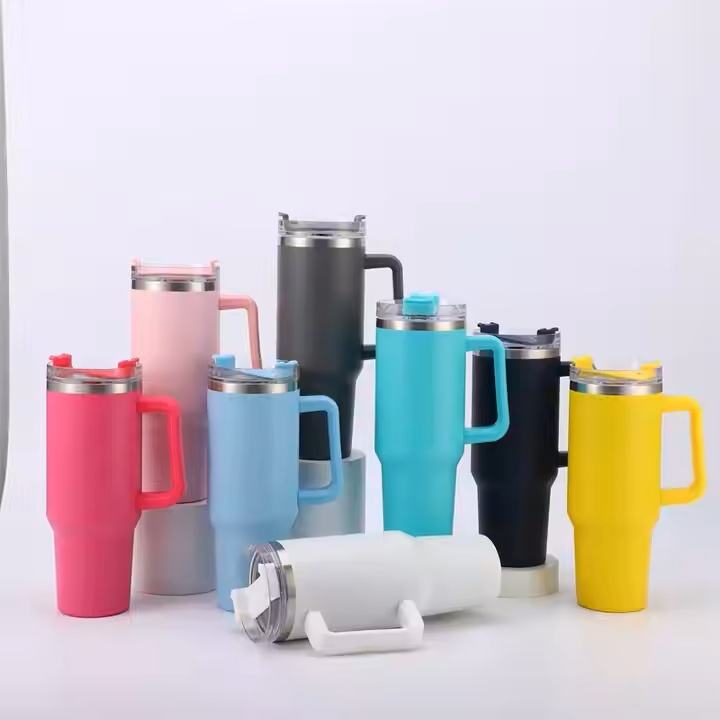Stainless Steel Double Wall Vacuum Standard Metal Cup Travel Coffee Mug 40oz Tumbler With Handle